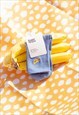 RIBBED BLUE BANANA FRUIT EMBROIDERED SOCKS