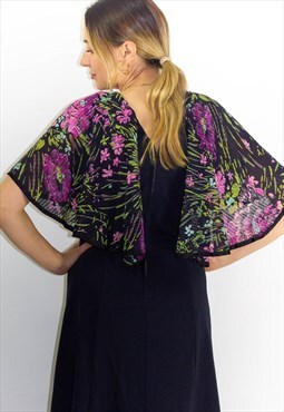 Vintage Amazing 60's Chiffon Kimono Maxi Dress