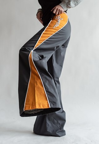 VINTAGE Y2K RAVE FLARE NEON TROUSERS