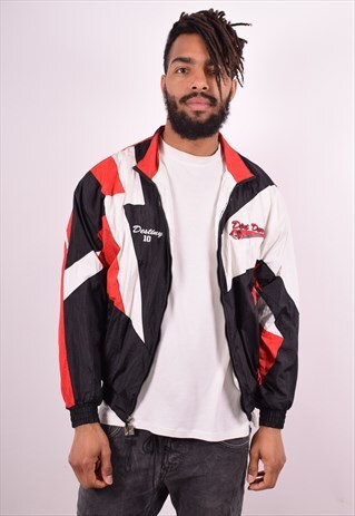 MENS VINTAGE TRACKSUIT TOP JACKET SMALL MULTI 90S