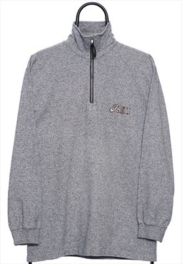 Vintage Asics Logo Grey Quarter Zip Sweatshirt Womens