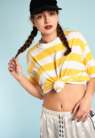 90'S STRIPED OVERSIZED ATHLEISURE SPORTS T-SHIRT TEE TOP