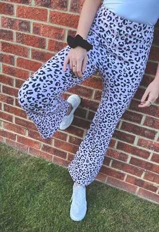 FLAURA ROSE EXCLUSIVE PINK LEOPARD PRINT STRETCH FLARES