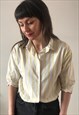 VINTAGE 80S WHITE WITH YELLOW STRIPED BLOUSE