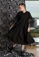 BLACK RUFFLE DRESS, BLACK TULLE DRESS, BLACK GOTHIC DRESS