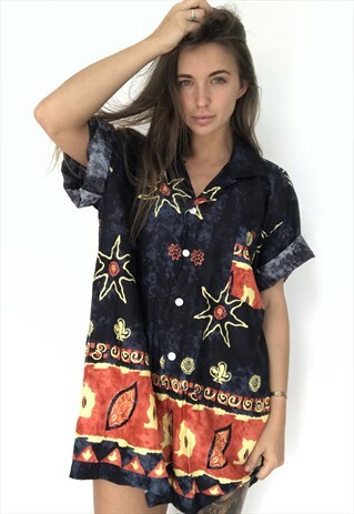 PATTERNED OVERSIZED RETRO VINTAGE UNISEX FESTIVAL SHIRT