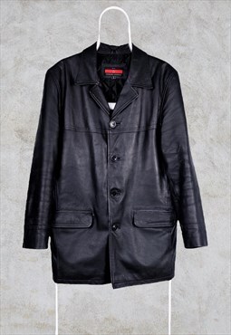 Vintage Black Leather Jacket Genuine Small