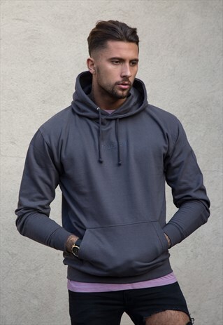 CHARCOAL EMBROIDERED HOODIE
