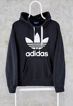 Adidas Originals Black Hoodie Trefoil Oversized Women's UK 8