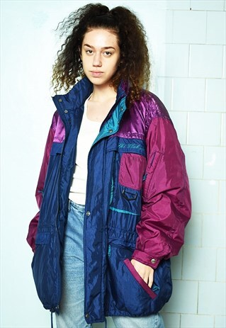 VINTAGE 80S PUFFER SKIING COAT SHELL PARKA JACKET OVERSIZED