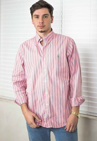VINTAGE POLO RALPH LAUREN SHIRT LOGO 90S L 10.1