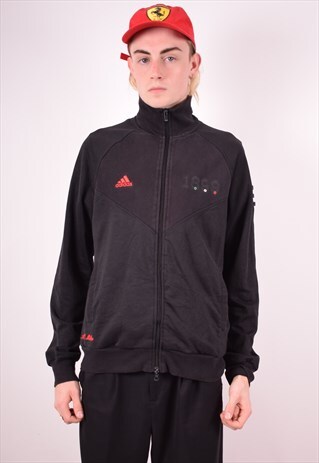 ADIDAS MENS VINTAGE TRACKSUIT TOP JACKET MEDIUM BLACK 90S