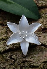 Lily White Flower Brooch
