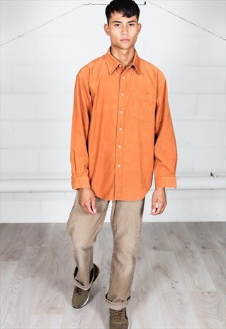 VINTAGE MUSTARD ORANGE CORDUROY SHIRT