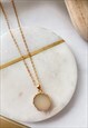Gold Faux Gemstone Beige Natural Dainty Pendant Necklace