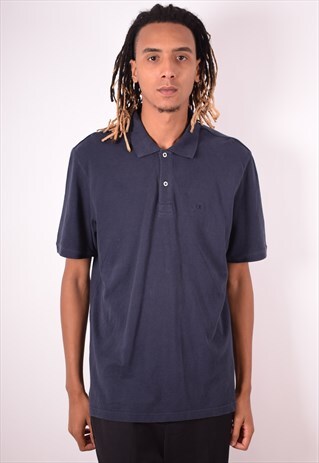 CHAMPION MENS VINTAGE POLO SHIRT 2XL NAVY BLUE 90S