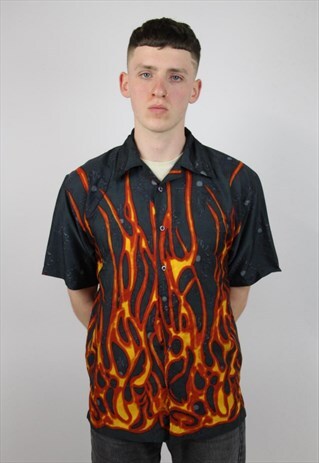 VINTAGE 90'S FLAME PATTERN SHIRT