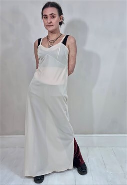 Vintage 80's Sheer Cream Full Length Slip Dress