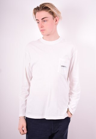 CERRUTI 1881 MENS VINTAGE TOP LONG SLEEVE MEDIUM WHITE 90'S