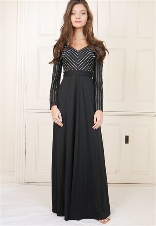 70S MAXI DRESS KNITTED METALLIC DETAILING