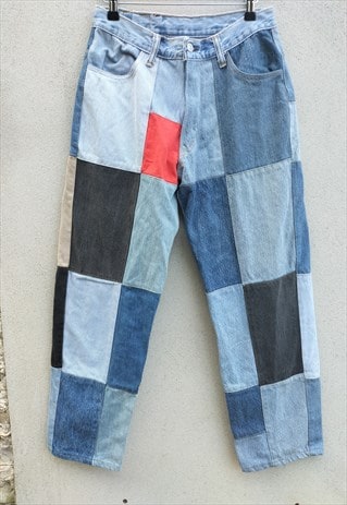 Vintage Reworked Patchwork Colour Block Levi Mom Jeans