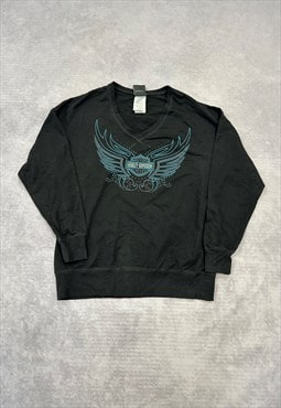 Harley-Davidson Sweatshirt Pullover V-Neck with Graphic Logo