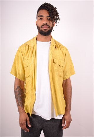 MENS VINTAGE SHIRT LARGE YELLOW 90S