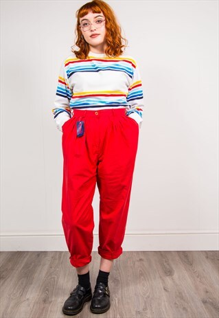 VINTAGE 90'S RED HIGH WAIST TROUSERS