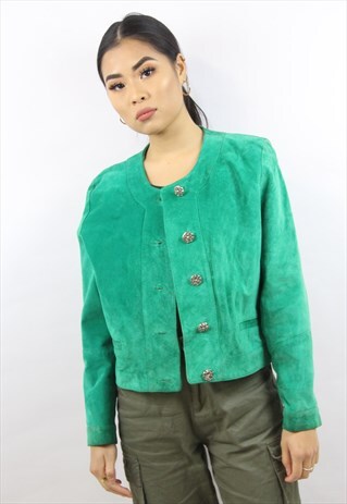 VINTAGE 90'S GREEN SUEDE SHORT JACKET