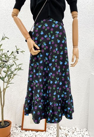 VINTAGE-INSPIRED MIDI SKIRT IN APPLE PRINT