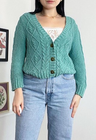 VINTAGE 90S BLUE KNITTED CARDIGAN