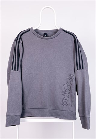 VINTAGE ADIDAS SWEATSHIRT SPELL OUT GREY MEDIUM