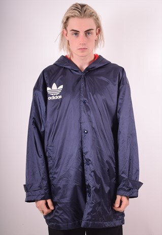 ADIDAS MENS VINTAGE RAIN JACKET XXL BLUE 90S