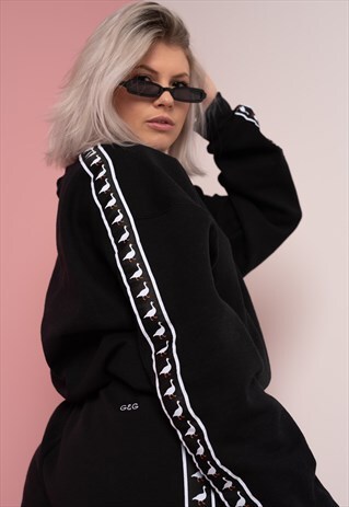 G&G UNISEX BLACK GOOSE RIBBON SLEEVE SWEAT