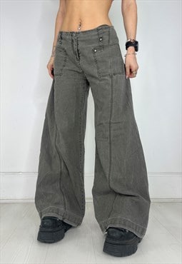 Vintage Y2k Cargo Pants Trousers Super Wide Leg Lightweight