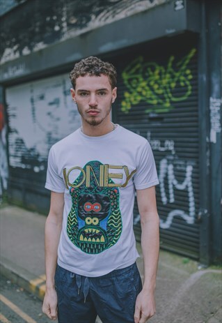 MONEY EMBROIDERED SPELL OUT T-SHIRT
