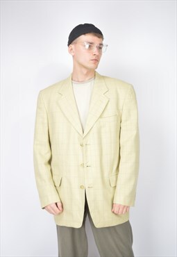 Vintage cream colour checkered classic 80's suit blazer