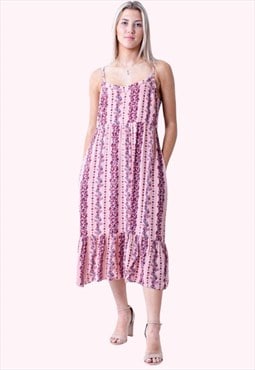 Vintage Y2K Pink Patterned Summer Midi Dress