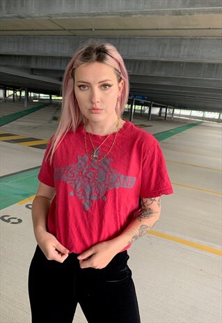 VINTAGE VERSACE RED SOFT COTTON GRAPHIC T SHIRT