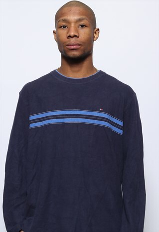VINTAGE TOMMY HILFIGER LONG SLEEVE T-SHIRT TOP LOGO BLUE