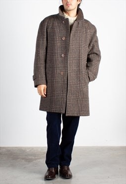Men's Amas Brown Checked New Wool Coat