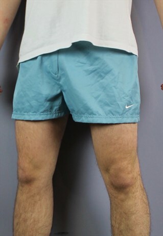 VINTAGE NIKE SHORTS IN BLUE WITH ZIPPER AND EMBROIDERED LOGO