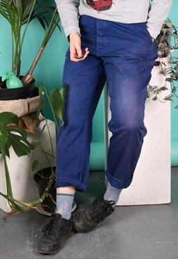Vintage Worker Trousers in Blue with Paint Marks