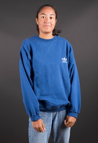 BLUE MINIMALISTIC LOGO TREFOIL ADIDAS SWEATSHIRT