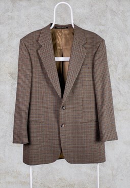 Vintage St Michael Tweed Blazer Wool Lyrcra Dogstooth Medium