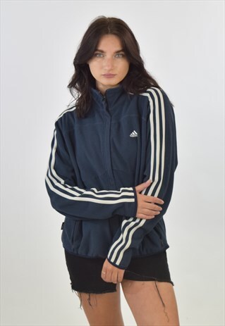 VINTAGE 90S BLUE ADIDAS ZIP UP FLEECE JACKET