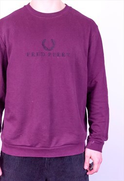 Vintage Fred Perry Embroidery Spell Out Sweatshirt Maroon L