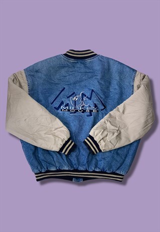 VINTAGE DENIM VARSITY L MICKEY MOUSE EMBROIDERED JACKET