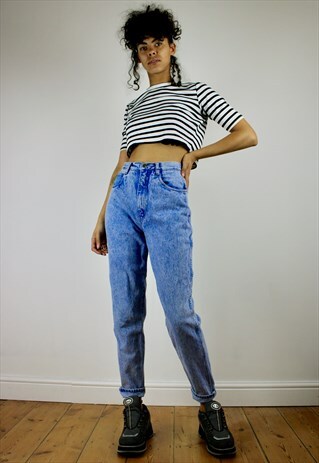 VINTAGE 80S HIGH WAISTED MOM JEANS LIGHT BLUE