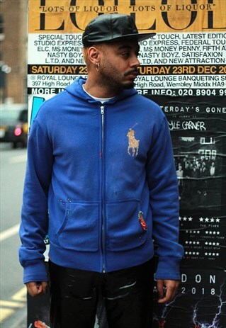 VINTAGE DISTRESSED RALPH LAURE ZIP UP HOODIE
